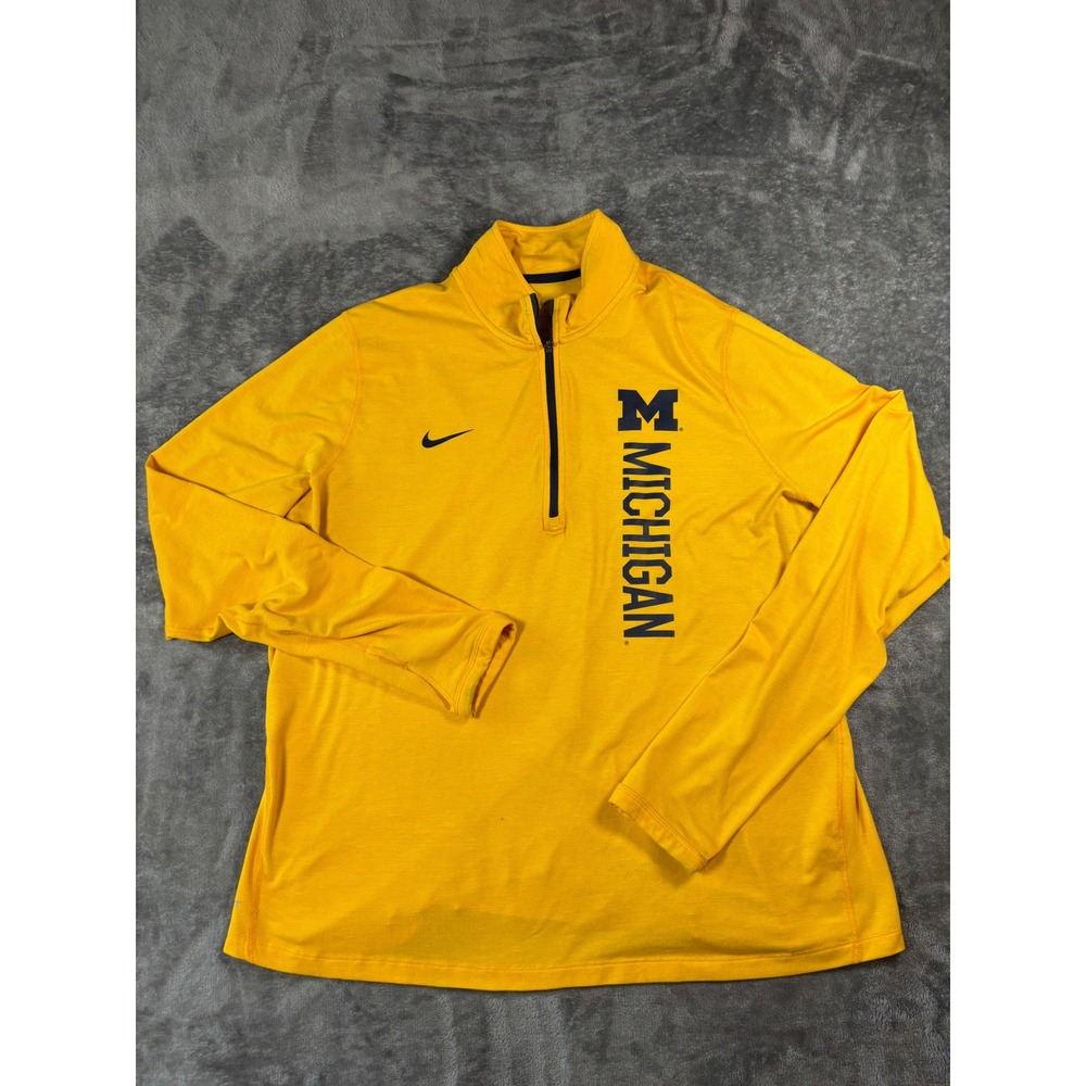 Nike Michigan Wolverines Dri-FIT Quarter Zip Pullover Yellow Mens XXL NCAA